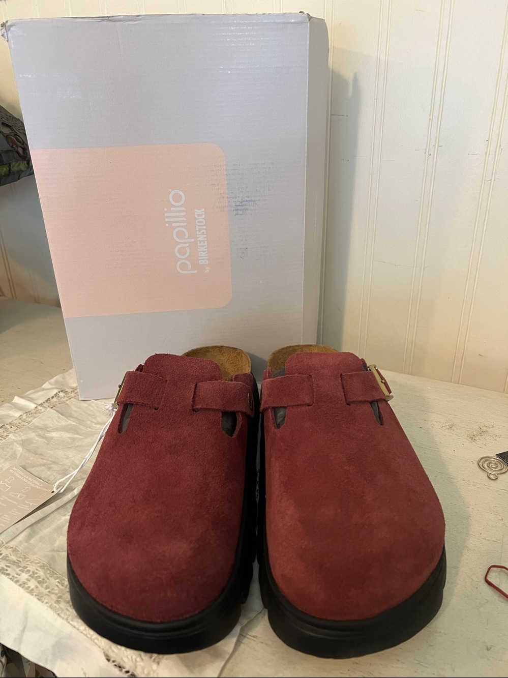 Papillio by Birkenstock Boston Chunky Zinfandel suede leather size 9 - Picture 2 of 4